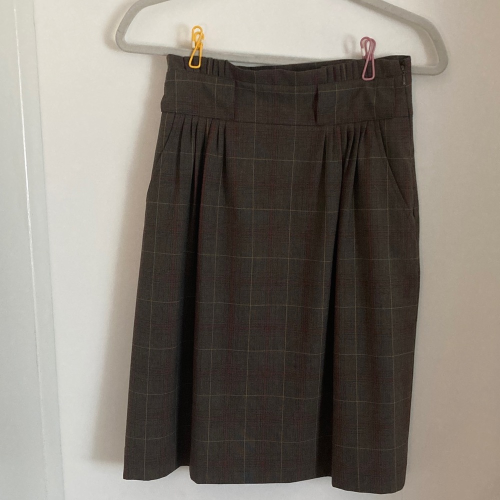 Etcetera A Line Knee Length Skirt Windowpane Plaid Skirt